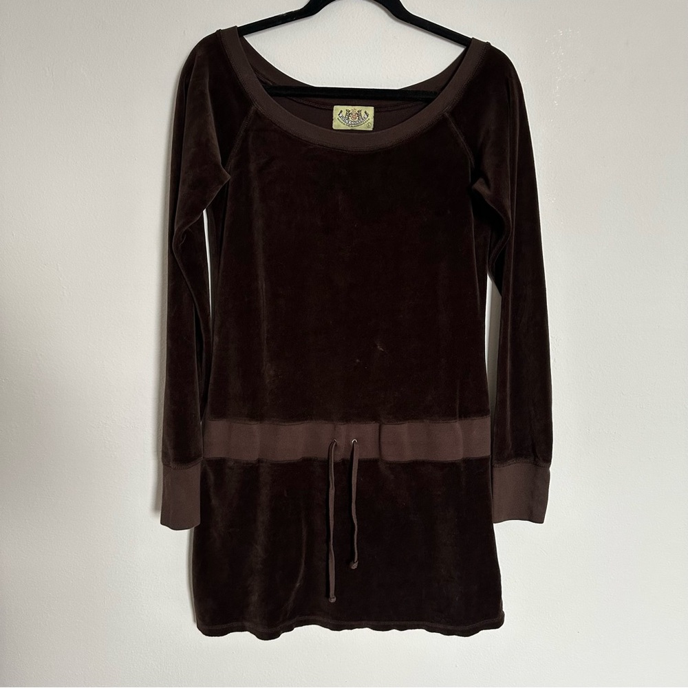 Authentic Juicy Couture Velour Brown Drop waist Dress